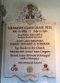 Marble plaque to Herbert Clairborne Pell U.S. Congressman & diplomat at Trinity Church. Newport, RI.