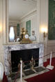 Guest Bedroom fireplace with mantle clock at The Breakers. Newport, RI.