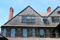 Wave & diamond patterns of shingles on Isaac Bell House. Newport, RI.