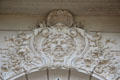 Carved classical face over door arch of entrance to The Elms. Newport, RI.