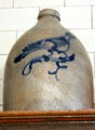 Saltglaze jug with painted blue bird at The Elms. Newport, RI.