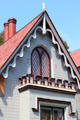 Gothic facade of Kingscote. Newport, RI