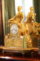 Mantel clock with huntress in South Parlor/Sitting Room at Kingscote. Newport, RI.