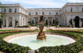 Front entrance facade with fountain at Rosecliff. Newport, RI.