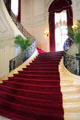 Staircase with red carpet at Rosecliff. Newport, RI.