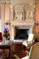 Salon with carved fireplace at Rosecliff. Newport, RI.