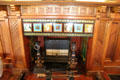 Wood & tile surround on billiard room fireplace at Chateau-sur-Mer. Newport, RI.