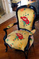 Embroidered armchair in Ballroom at Chateau-sur-Mer. Newport, RI.