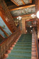 Grand staircase in Eastlake style by Richard Morris Hunt at Chateau-sur-Mer. Newport, RI.