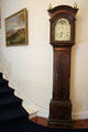 Hepplewhite tall clock at Chepstow. Newport, RI.