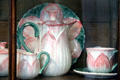 Flower pattern ceramic coffee pot in pink & green at Chepstow. Newport, RI.