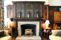 Morning Room with oak paneling over fireplace at Rough Point. Newport, RI.