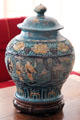 Chinese Ming Dynasty latticework earthenware Fahua wine jar at Rough Point. Newport, RI.