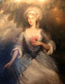 Portrait of a Lady holding two roses in style of Thomas Gainsborough at Rough Point. Newport, RI.