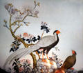 Chinese watercolor with silver pheasants at Rough Point. Newport, RI.