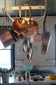Copper pans in kitchen at Rough Point. Newport, RI.