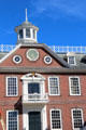 Cupola, clock & balcony of Old Colony House. Newport, RI.