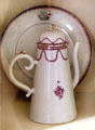 Chinese export porcelain coffeepot with purple trim at RISD Museum. Providence, RI.
