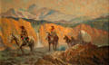 Riders & covered wagon, painting by Charles Hargens at Dakota Discovery Museum. Mitchell, SD.