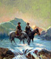 Two riders on stream, painting by Charles Hargens at Dakota Discovery Museum. Mitchell, SD.