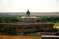South Dakota State Capitol seen from hills above. Pierre, SD.