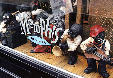 Fanciful jazz musician figures in window of Memphis Music store on Beale Street. Memphis, TN