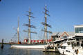 The Elissa square rigged iron barque with 103 foot mast built in Scotland hauled Texas cotton. Galveston, TX.