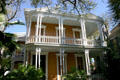 Jens Moller house with thin double columns supporting porches. Galveston, TX.
