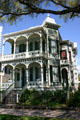 Victorian arcaded house with green tower. Galveston, TX.