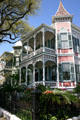 Victorian arcaded house with red tower. Galveston, TX.