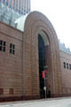 Bank of America Center exterior arch leading to arched lobby. Houston, TX.