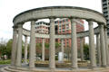 Fountain encircled by columns in Hermann Park. Houston, TX.