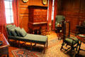 Pine room with American objects of Early Baroque style including high-chest of drawers at Bayou Bend. Houston, TX.