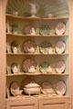 Corner cabinet with English salt-glazed stoneware & Spode porcelain at Bayou Bend. Houston, TX.