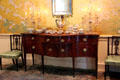 Dining room sideboard with Chinese export porcelain at Bayou Bend. Houston, TX.