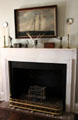 Fireplace with ship painting at Kellum-Noble House at Sam Houston Park. Houston, TX.