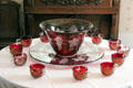 Red punch bowl & cups in San Felipe Cottage at Sam Houston Park. Houston, TX.