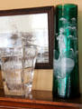 Art Deco crystal & Mary Gregory vases in Staiti House at Sam Houston Park. Houston, TX.