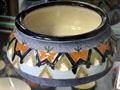 Blue & orange pottery bowl at Czech Cultural Center. Houston, TX.