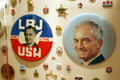 Lyndon B. Johnson Library campaign buttons supporting LBJ & opponent Barry Goldwater. Austin, TX.