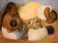 Sleeping women & children painting by Diego Rivera of Mexico at San Antonio Museum of Art. San Antonio, TX.