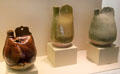 Liao dynasty earthenware cockscomb flasks from China at San Antonio Museum of Art. San Antonio, TX.