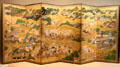 Japanese screen with Edo period scenes around Kyoto at San Antonio Museum of Art. San Antonio, TX