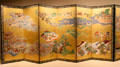Japanese screen with story of Great Woven Cap from Edo period at San Antonio Museum of Art. San Antonio, TX.