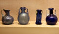 Free-blown cobalt blue glass vessels from Eastern Mediterranean at San Antonio Museum of Art. San Antonio, TX.