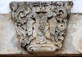 Keystone with coat-of-arms of Spanish King Ferdinand VI above entrance of Spanish Governor's Palace. San Antonio, TX.