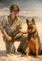 War dog Caeser with trainer Pfc John J. Kloen painted by C. Lee Watts at National Museum of the Pacific War. Fredericksburg, TX.