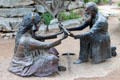 Lasting Friendship sculpture by J. Hester shows peace between German settlers & Comanche, the only known American treaty thought never to have been broken. Fredericksburg, TX.
