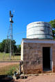 Windmill & water cistern at Sauer-Beckmann Farmstead. Stonewall, TX.