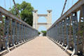 Waco Suspension Bridge was important link in Chisholm Trail cattle drives. Waco, TX.